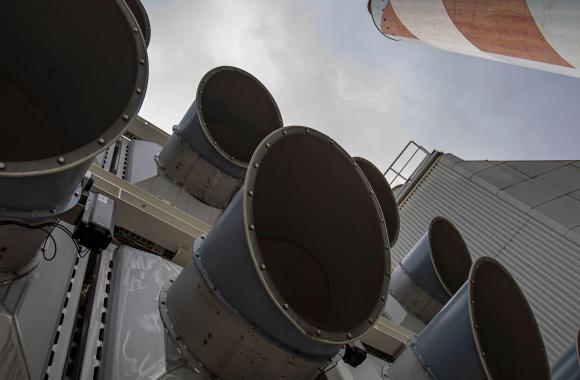 An image of large fans used for direct air capture of carbon dioxide