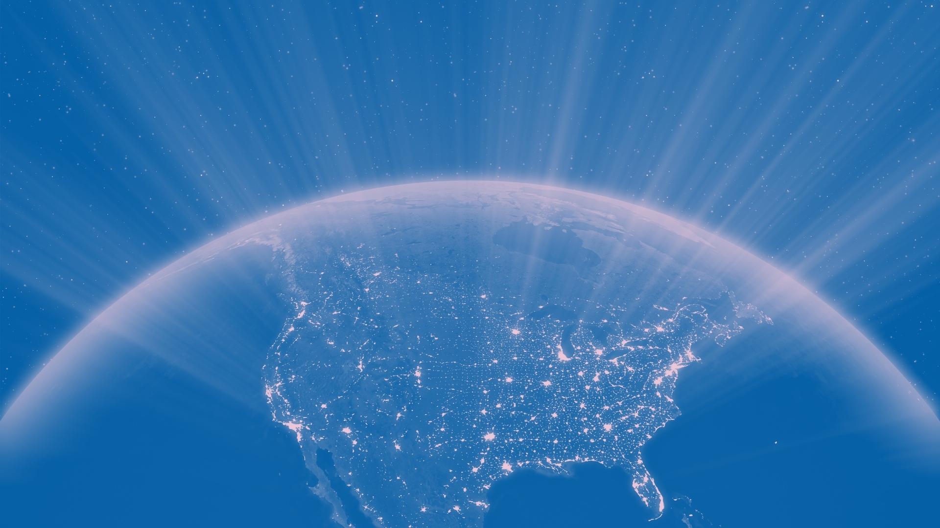 Points of light emanating from U.S. map